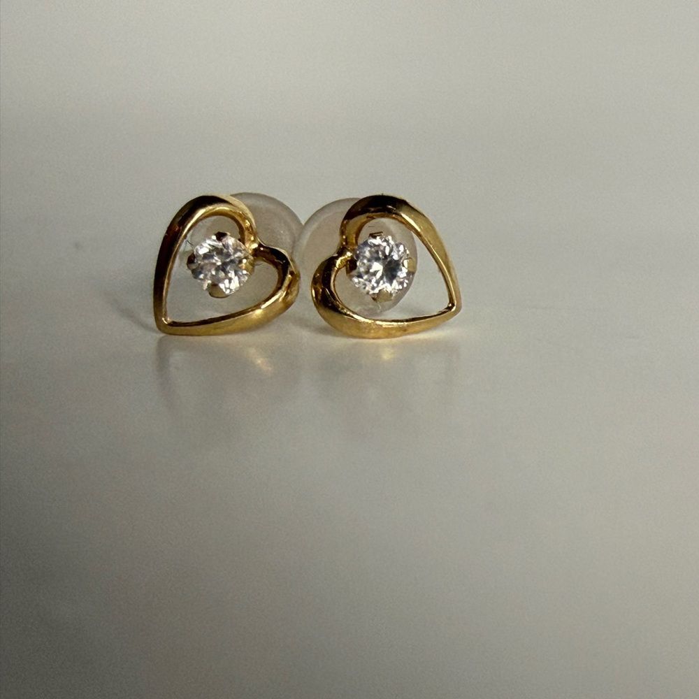 Gold Heart Stud Earrings